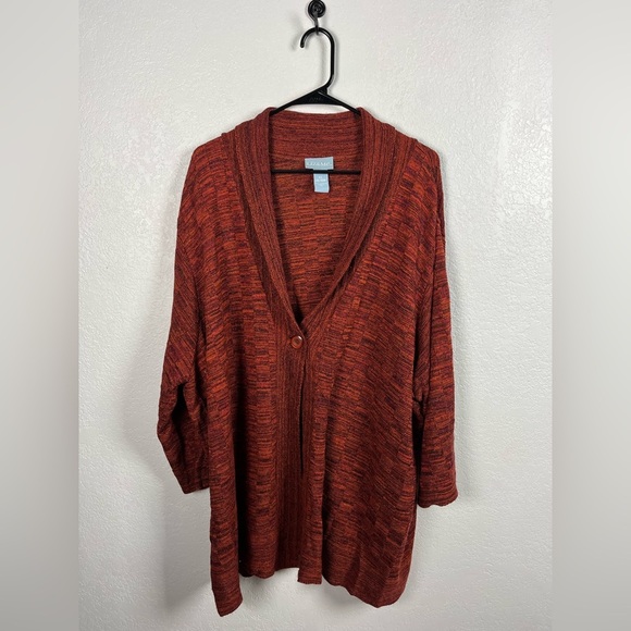 Liz & Me Sweaters - Liz & Me Women's Rust Sweater Cardigan Rust Brown Sz 4X 30/32W Fall Casual Wear